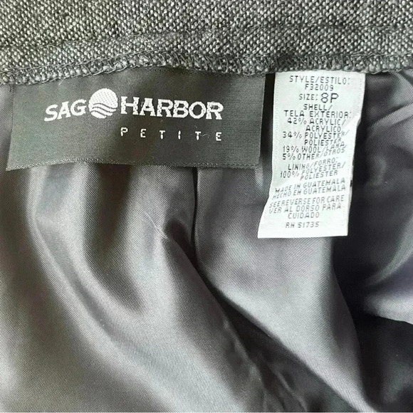 Vintage Sag Harbor 8 Petite Tweed Wool Blend Embroidered Hem Pencil Skirt Gray - Picture 6 of 11